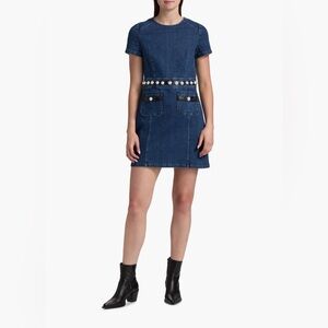 Cinq à Sept Giana Denim Pearl-Embellished Minidress